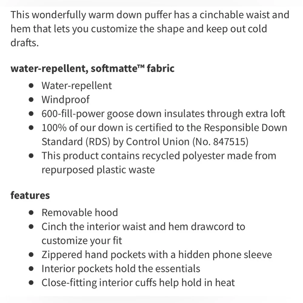 Lululemon Wunder Puff Coat